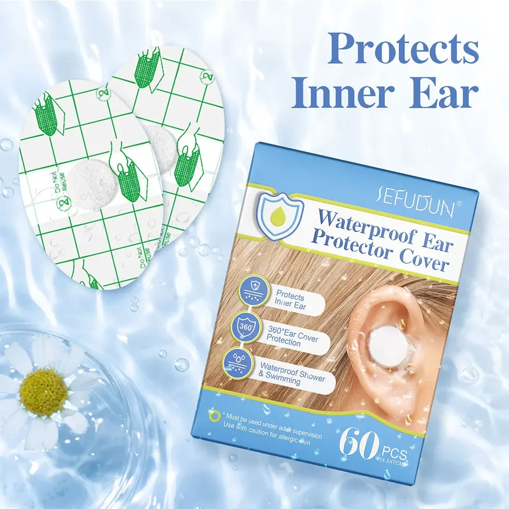 60pcs/box Shampoo Ear Protection Stickers Waterproof Bathing Swimming Earmuffs Children Shampoo Ear Water Prevention Baby Care