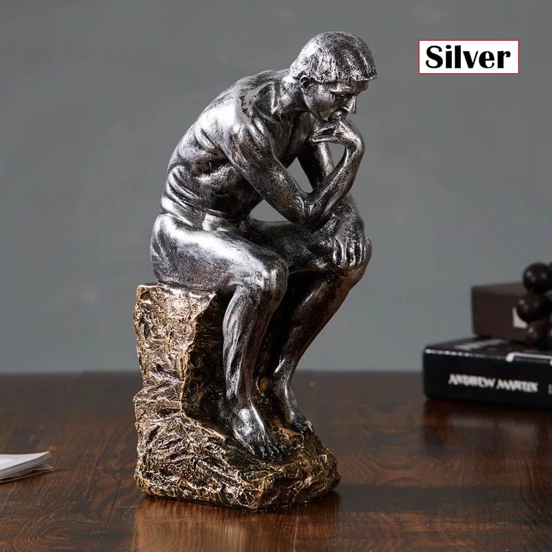 26cm Thinker Statues Creative People Sculptures Resin Home Decoration Office Desktop Bookshelf Desk Ornaments Modern Art Crafts