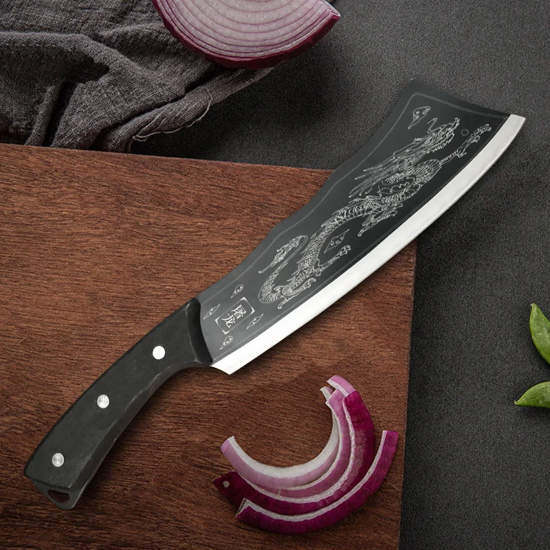 Heavy Knife Hand Forge Wood Handle Butcher Ultra-fast Chopping Bone Knife Chef Cleaver Meat Chopping Vegetable Utility Knife