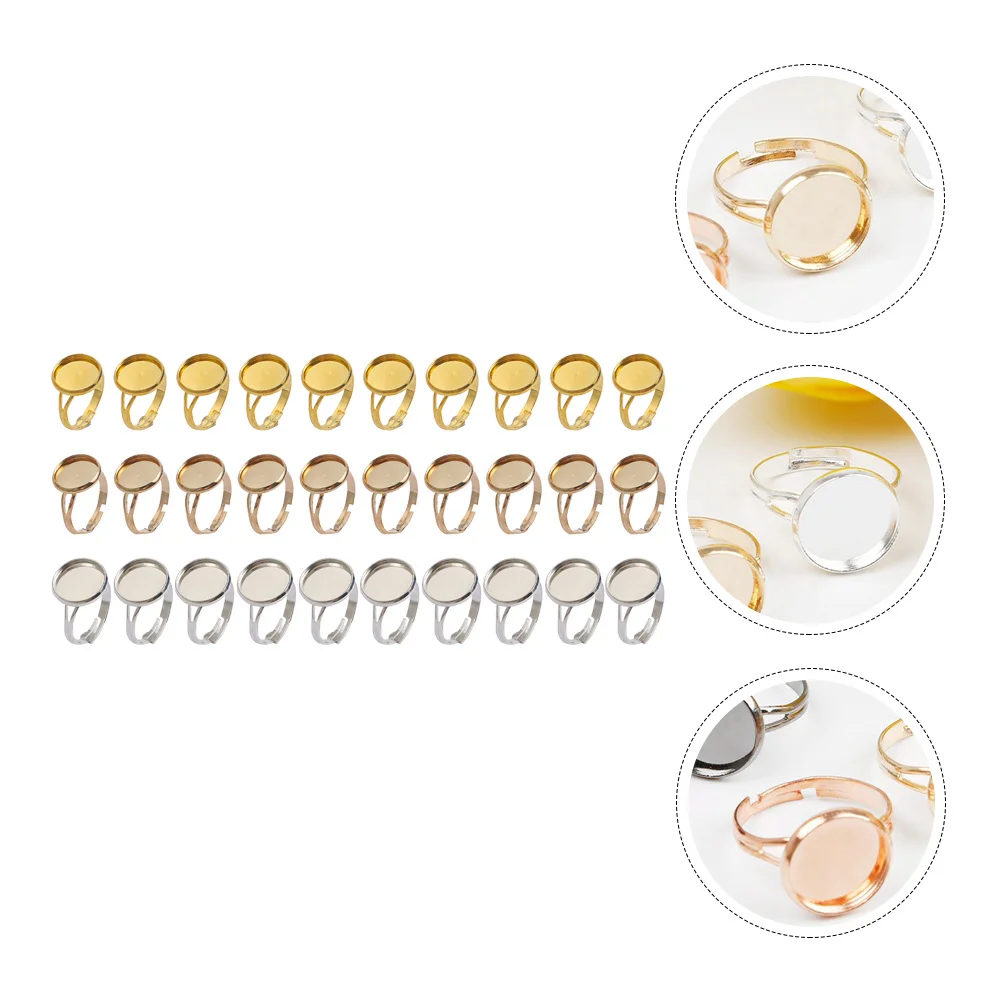 

30pcs Diy Inlay Ring Base Set Safe Material Creative Design Durable Skin Friendly Jewelry For Selfie Costume Decoration Simple