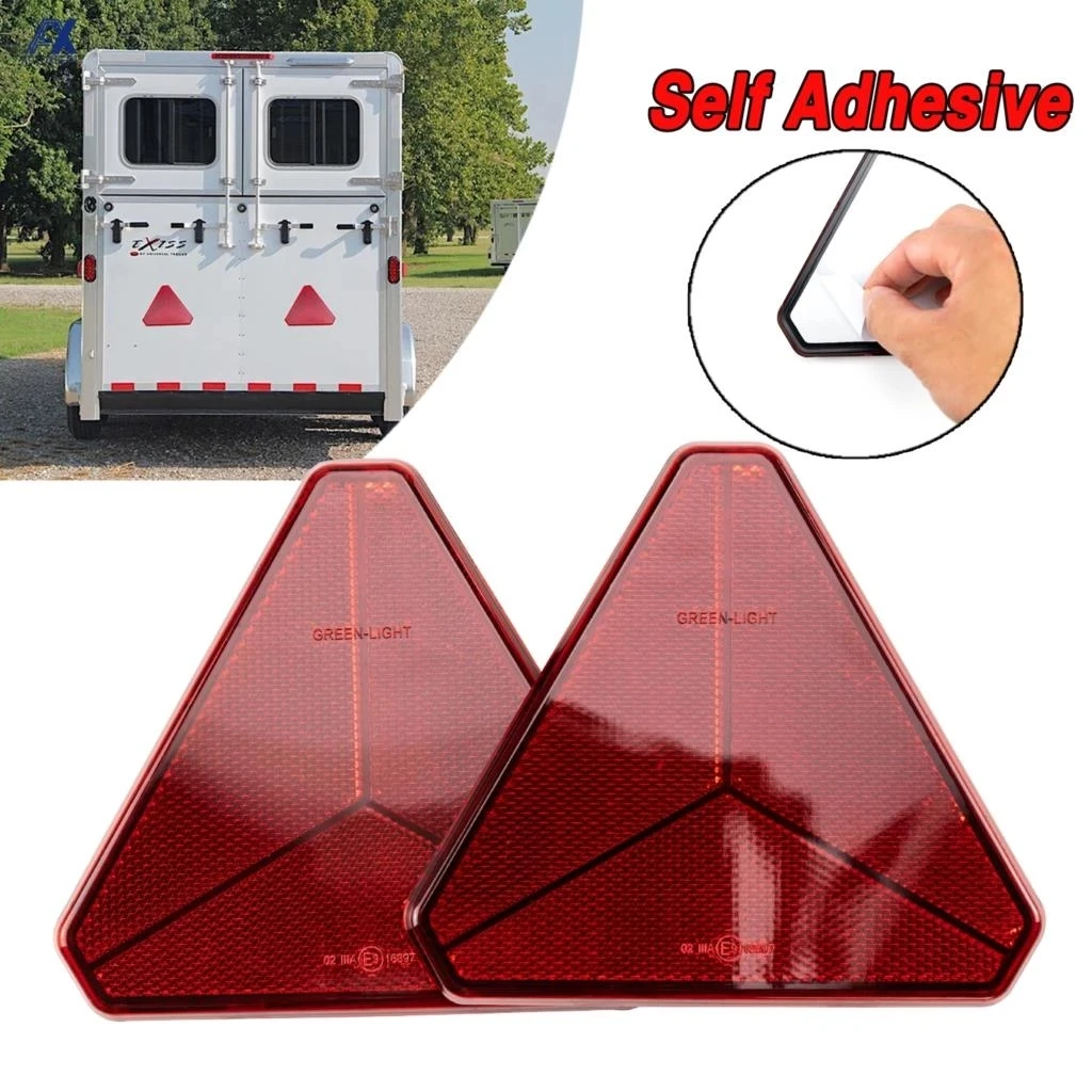 

2 Pcs Triangle Red Alerts Safety Sign Reflective Stickers Strip Rear Reflector Gate Post Camper RV Bus Van Truck Trailer