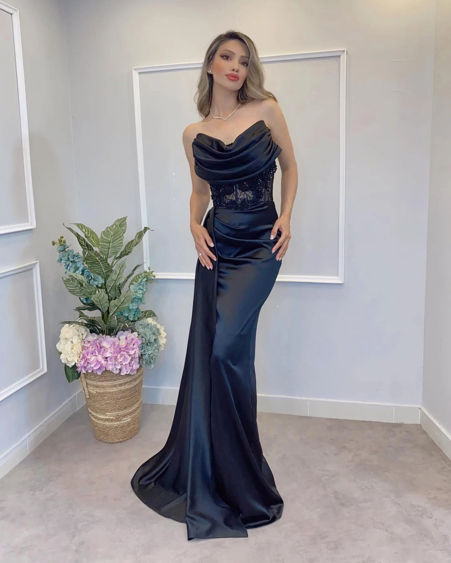 

Dark Navy Sweetheart Mermaid/Sheath Prom Dresses Lace Aplique Formal Party Grown Evening Dresses