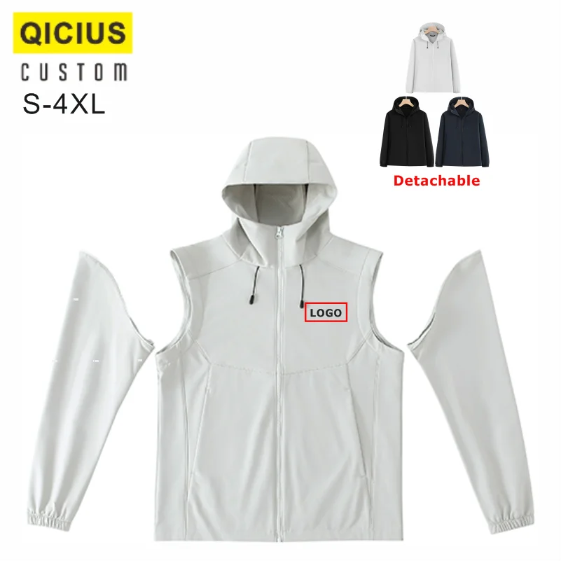 Customized/Designed Logo Thicken Detachable Sleeves Jacket Printing Logo Men And Women Rock Climbing Fishing Outdoor Work Top