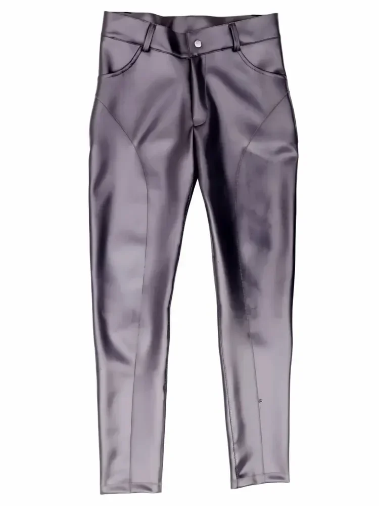 Women High Waist PU Leather Leggings Slim Fit Shiny Faux Leather Pants Female Streetwear Skinny Trousers Latex Look Legging