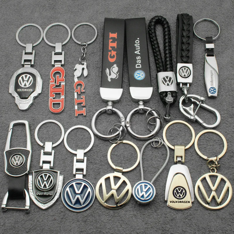 Car Keychain Badge Key Chain Rings Metal Leather For VW Volkswagen Golf Polo Passat Touran Jetta Car-Styling Accessories Gift