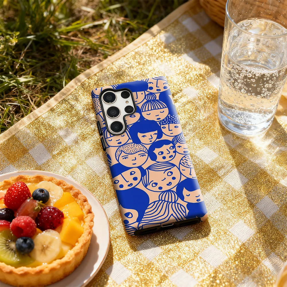 حافظة لهاتف سامسونج جالاكسي S25 Ultra S24 S23 Ultra Plus غطاء خلفي لامع بطبقة مزدوجة باللون الأزرق #5