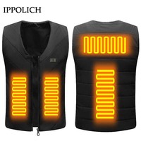 Winter Men's 4 Area Heated Vest Electrically Heated Three Gear Adjustment Thermal Waistcoat Washable Outdoor Fishing Sport Vest