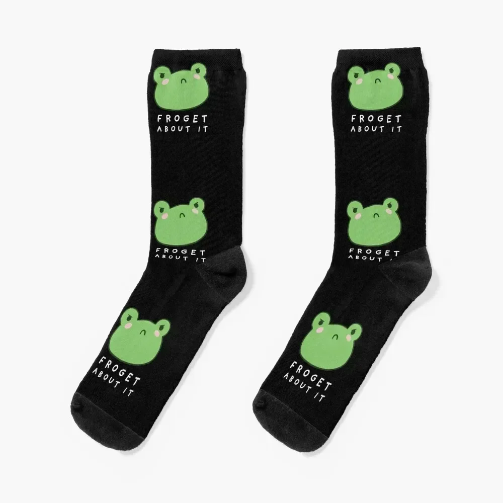 

Froget About It - Forget About It - Cute Grumpy Aesthetic Frog - Funny Frogge Pun Quote Kawaii Froggy Face Frogmeme Sa Socks