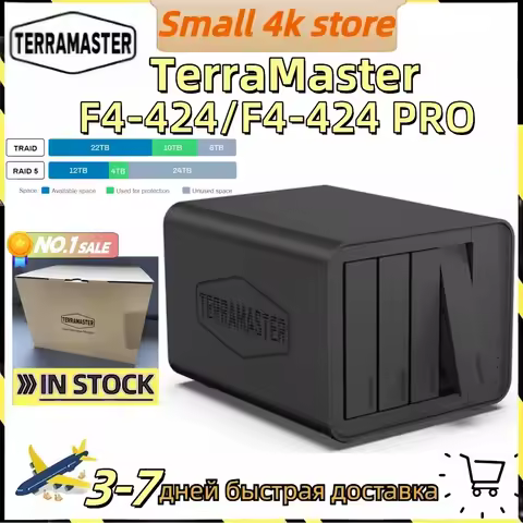 TERRAMASTER F4-424 F4-424 Pro NAS Storage 4Bay Core i3 8 Core 8 Thread CPU 16GB DDR5 RAM for SMB Network Server Diskless