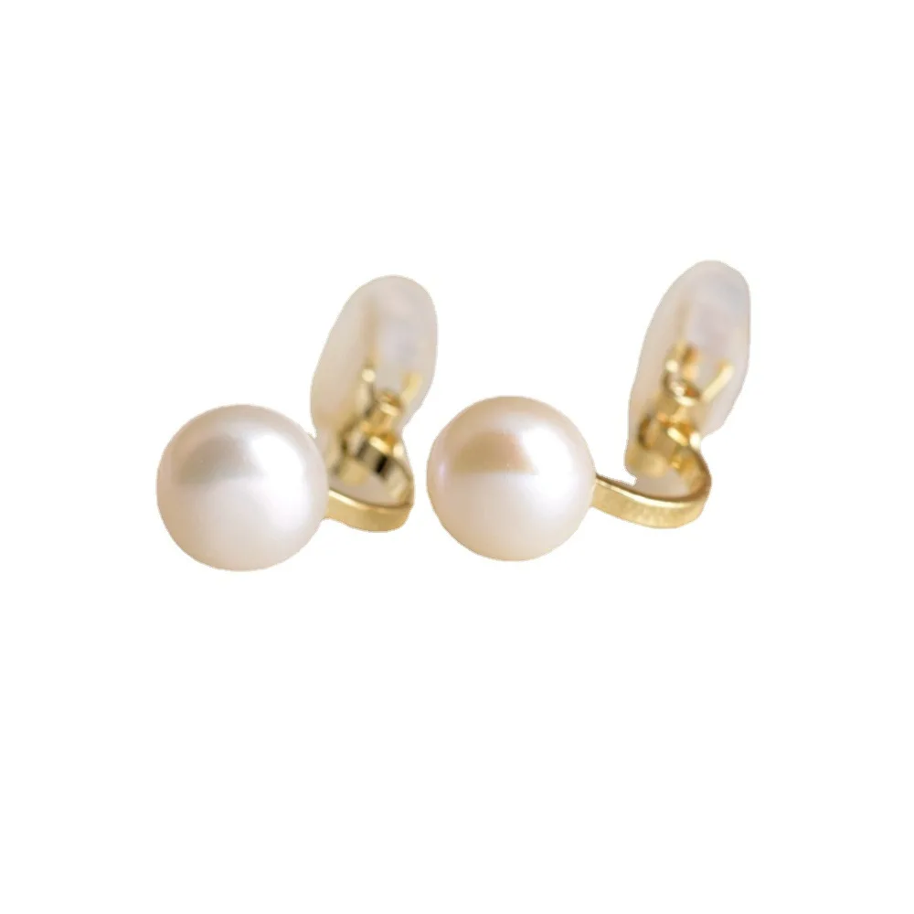 GRACE JUN Top Quality Freshwater Pearls Silver Plated Clip on Earrings for Women Girl Party Wedding Cuff Fake Piercing Ear Clip