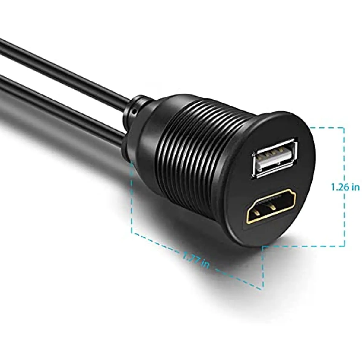 Nku 1m 3ft USB 2.0 i hdmi-kompatybilny rozszerzenie męskie i żeńskie wodoodporny Flush Panel do montażu na desce rozdzielczej kabel montażowy dla samochodów łódź motocykl — zdjęcie produktu 5