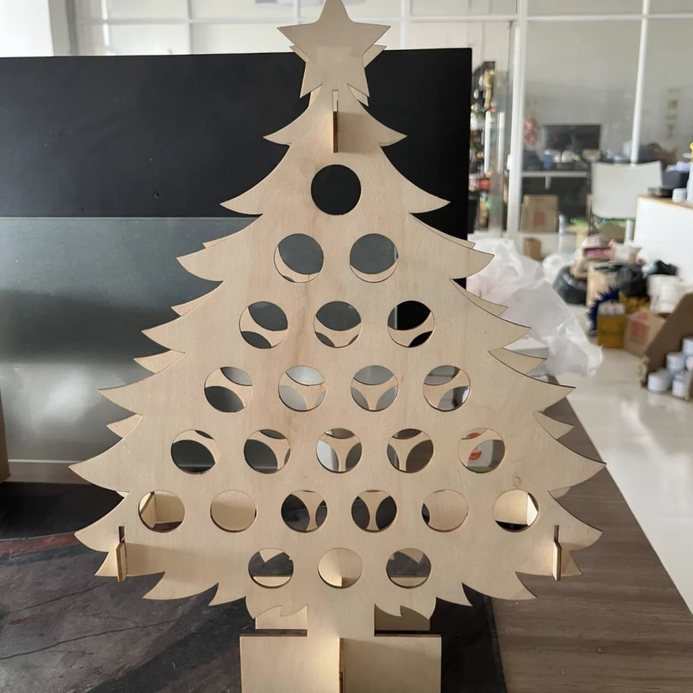 Christmas Tree Wine Display Rack Wooden Countdown Decor Festive Ornament For Home Tabletop Party Bottle Storage
