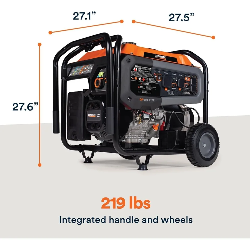 Tri-Fuel Portable Generator 12500 Starting Watt Electric Start for Home Backup and Jobsite Power