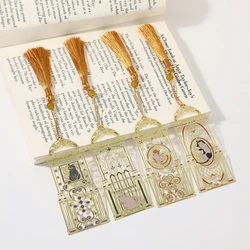 1PC Tassel Cat Bookmark Metal Bookmark Brass Metal Classical Cute Style Student Gift Cultural and Creative Hollow Bookmark
