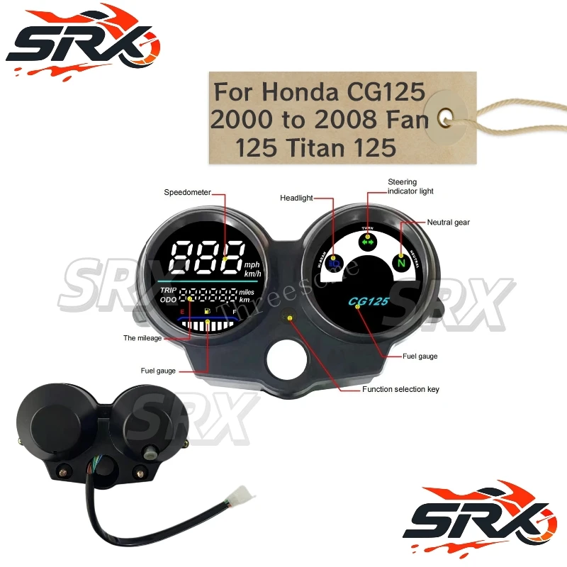 For Honda CG125 Fan125 Titan125 Motorbike LED Digital Panel Speedometer Odometer Dashboard For Brazil Market