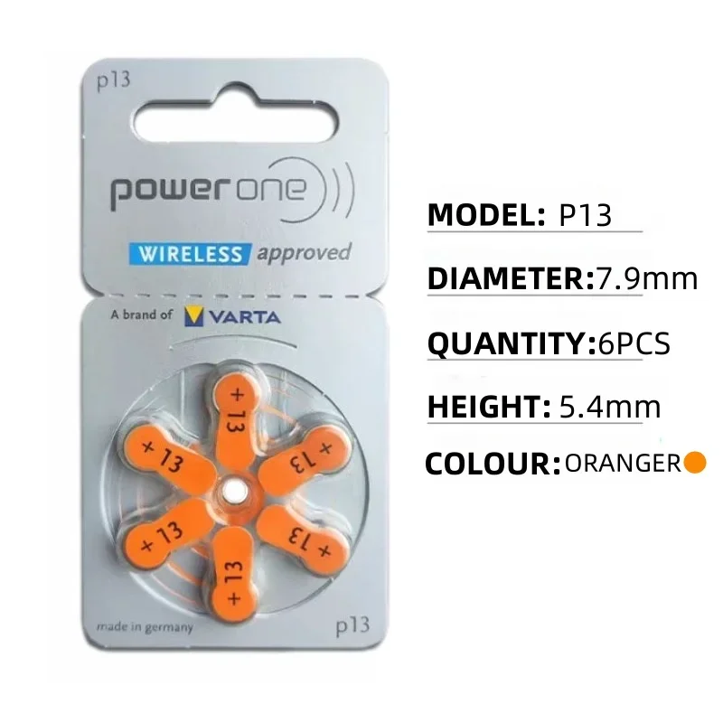 6-60pcs P13 PowerOne Hearing Aid Battery 13A 13 A13 PR48 Headphone Battery
