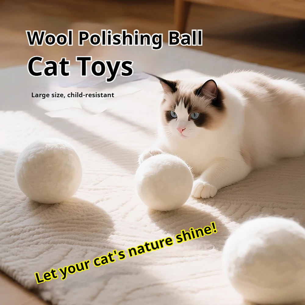 Cat Toy Silent Wool Ball Interactive Chew Toy Durable Felt Ball Toys Chasing Prey Ball Grinding Teeth Relieve Boredom Pet Toy
