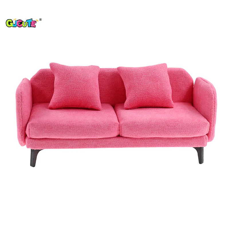 1:12 دمية صغيرة مزدوجة وسادة أريكة كرسي نموذج مصغر أثاث غرفة المعيشة اكسسوارات الديكور ديكور بيت الدمية