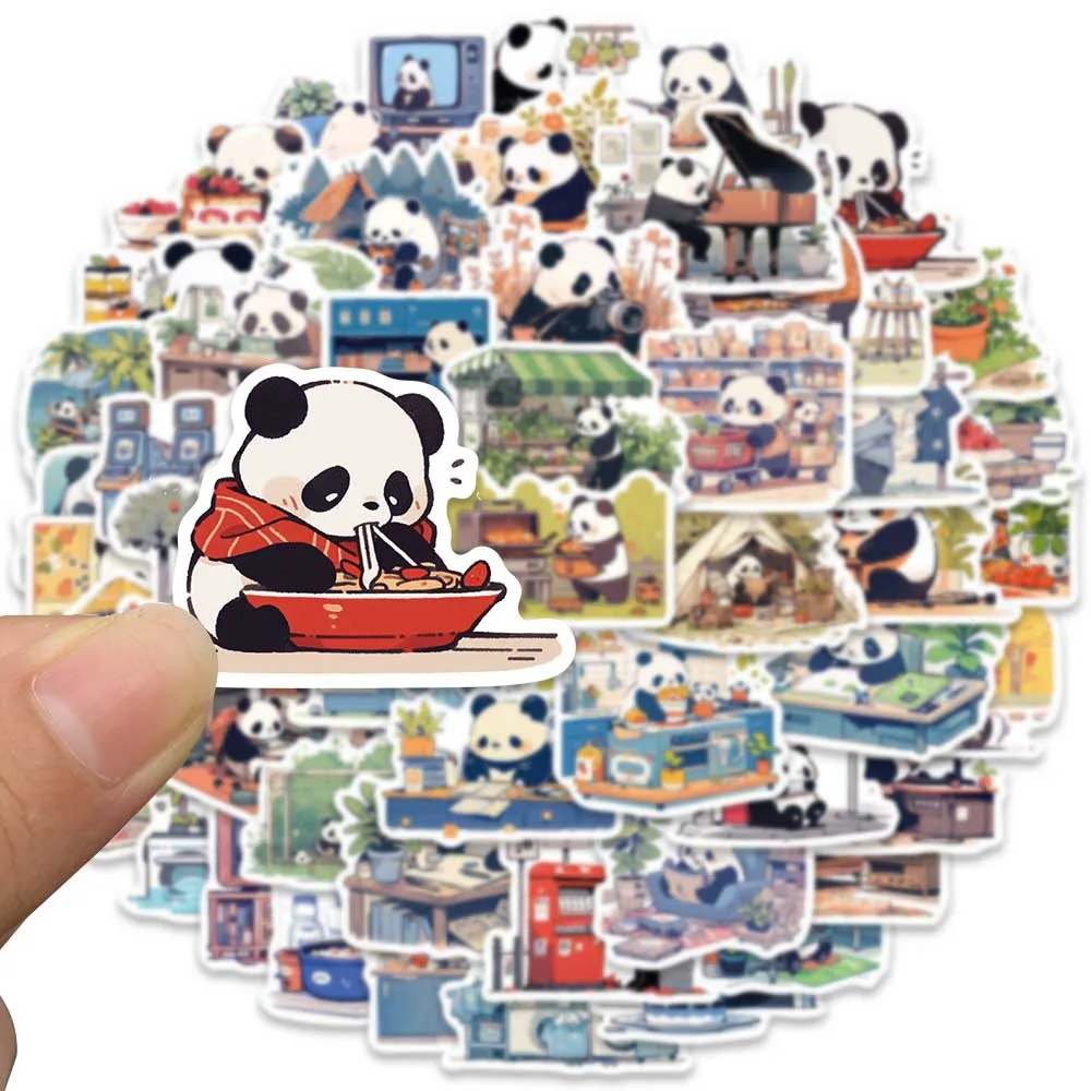 50 PCS Cartoon Panda Life Diary Stickers, Luggage, Laptop, Phone, Refrigerator Decoration DIY Stickers