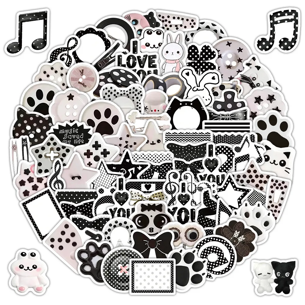 Cute Black White Polka Dots Decorative Stickers 103 Sheets for Journal Diary Planner DIY Craft Stationery Peel Joy Sticker Store