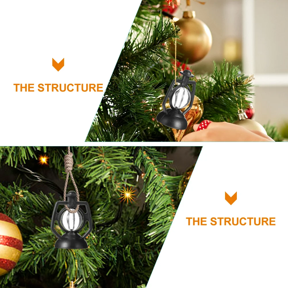 

30 Pcs Christmas Decoration Retro Oil Lamp Pendant Vintage Ornaments for Tree Hanging Black