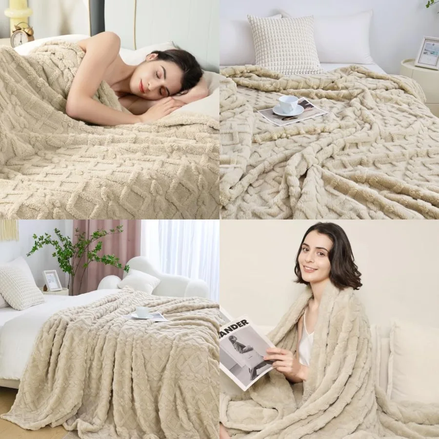 

Blanket Queen Size - Fuzzy Cozy Soft Blanket for Couch, Sofa, Bed, Office, Decorative Present for All Seasons, Portable Throw B