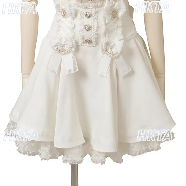 2025 otoño nuevo estilo japonés dulce lindo encaje Trim arco Falda corta negra para mujeres dulce Hada Linda Lolita chica Liz falda