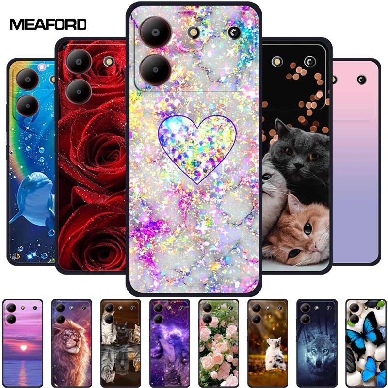 For ZTE Blade A54 Case Soft Silicone TPU Lovely Painted Back Cover for ZTE Blade A 54 Black Bumper for BladeA54 Protector Cat