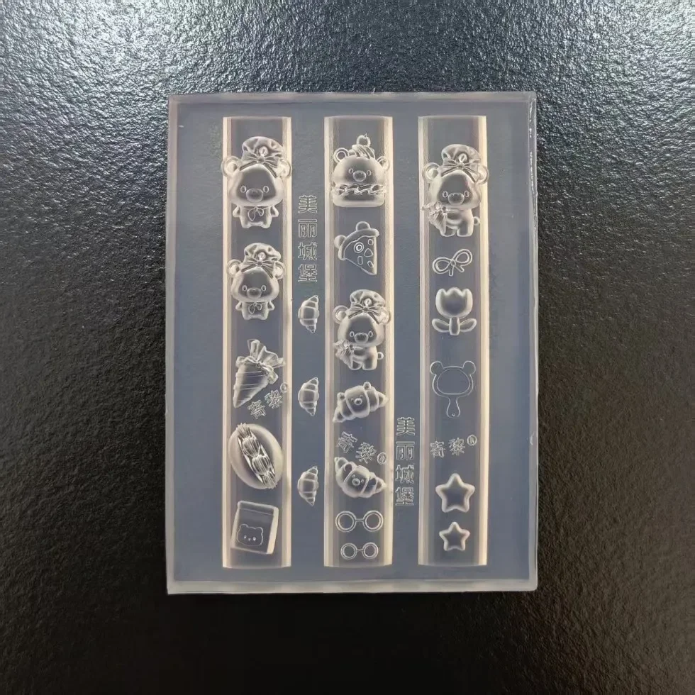 3D Silicone Nail Mold Kitchen Cute Pet Bear Dog Cake Ice Cream Dessert Transparent Template DIY Design Nail Art Decoration