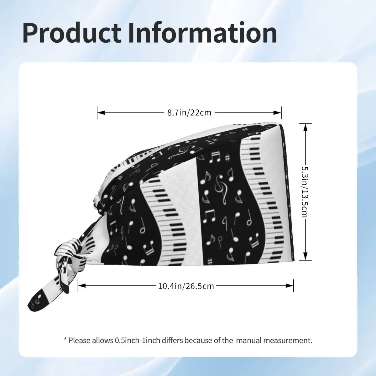 Abstract Piano Keys With Musical Notes9 Scrub Hat Doctor Working Surgical Cap Men Women Adjustable Nursing Caps for Dentist - view 3