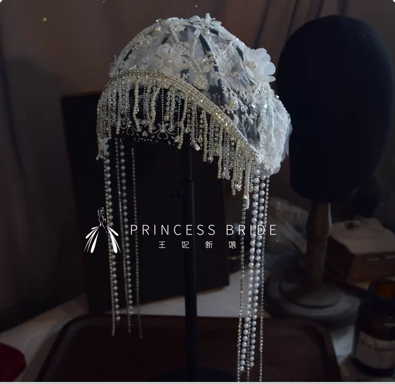 Minority hair accessories advanced hair chain atmosphere exotic princess flash diamond retro tassel flower hat with accessories.