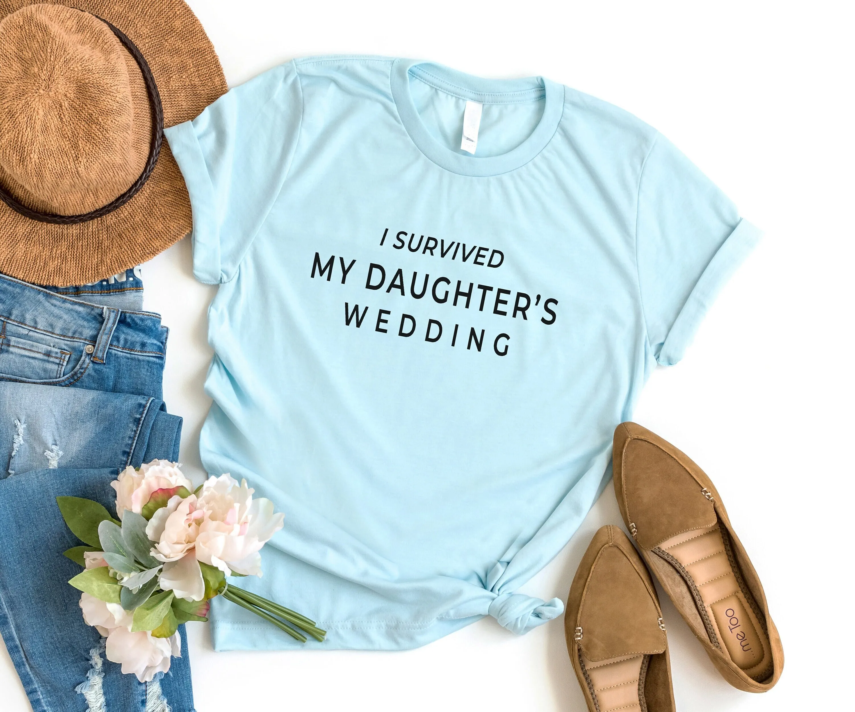 I Survived My Daughters Wedding Shirt Funny T Mother Of The Bride Gift From Daughter Graphic Tee Womens Shirts Parent Gifts