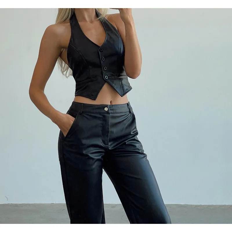 

2026 Leather Jacket Fashion New Women's Leather Jacket Vest Top