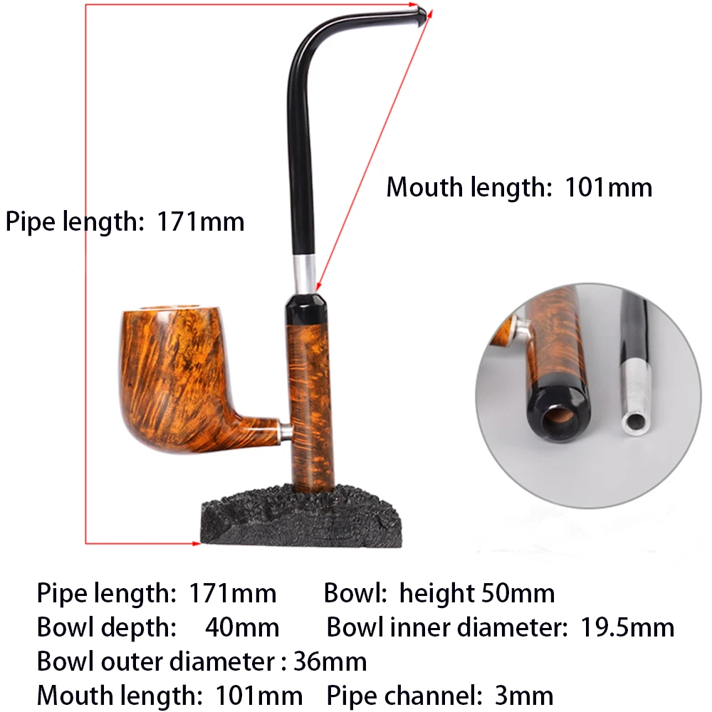 MUXIANG classic Cavalier tobacco wood pipe briar pipe detachable pipe with base