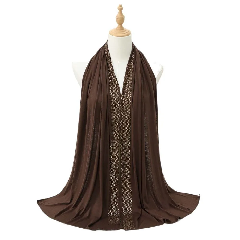 

Breathable Rhinestone Chiffon Hijab Scarf Long Sunscreen Smooth Silk Headscarf Polyester Sweat-absorption Thin Large Shawl