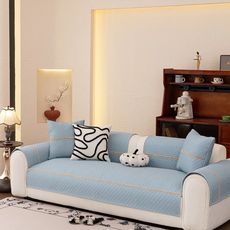 Ice Silk Cool Feeling Sofa Cover Cooling Down Breathable L Shape U Seat Cushion Sofa Cool Pad Recliner Armchair Couch Cooled Mat