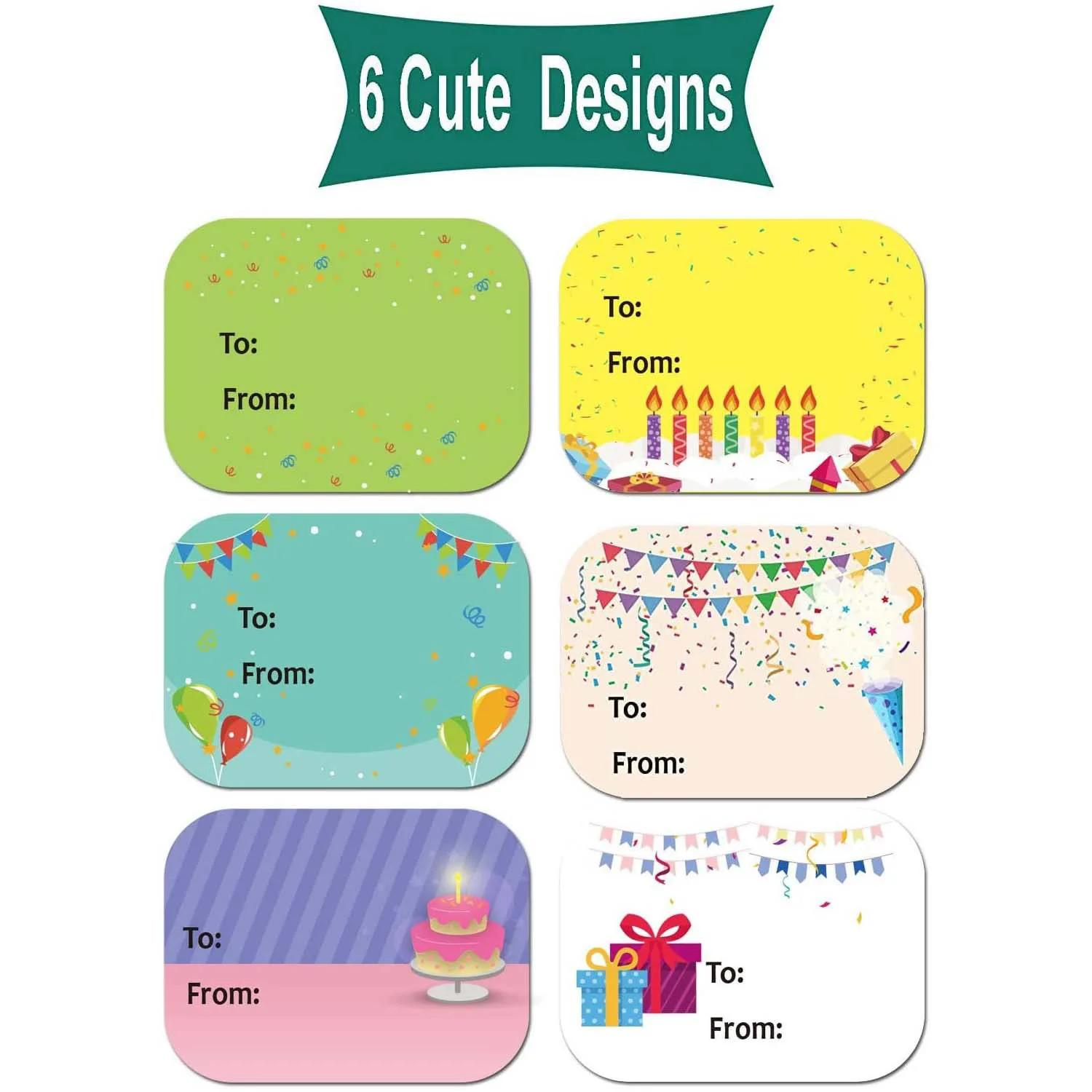 50-200 stuks Happy Birthday Cadeaukaartjes Naamplaatjes Stickers 1,5 x 2 inch - Rechthoek Kerst tot vanaf labels Briefpapierstickers