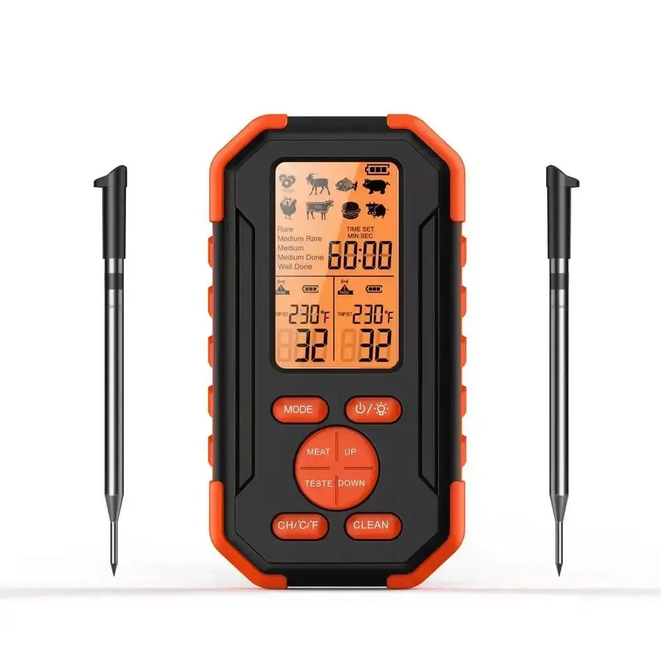 

Digital Cooking Thermometer 2 Probes 200Ft Food Thermometer Waterproof Probe for BBQ Oven Read Wireless Meat Thermometer
