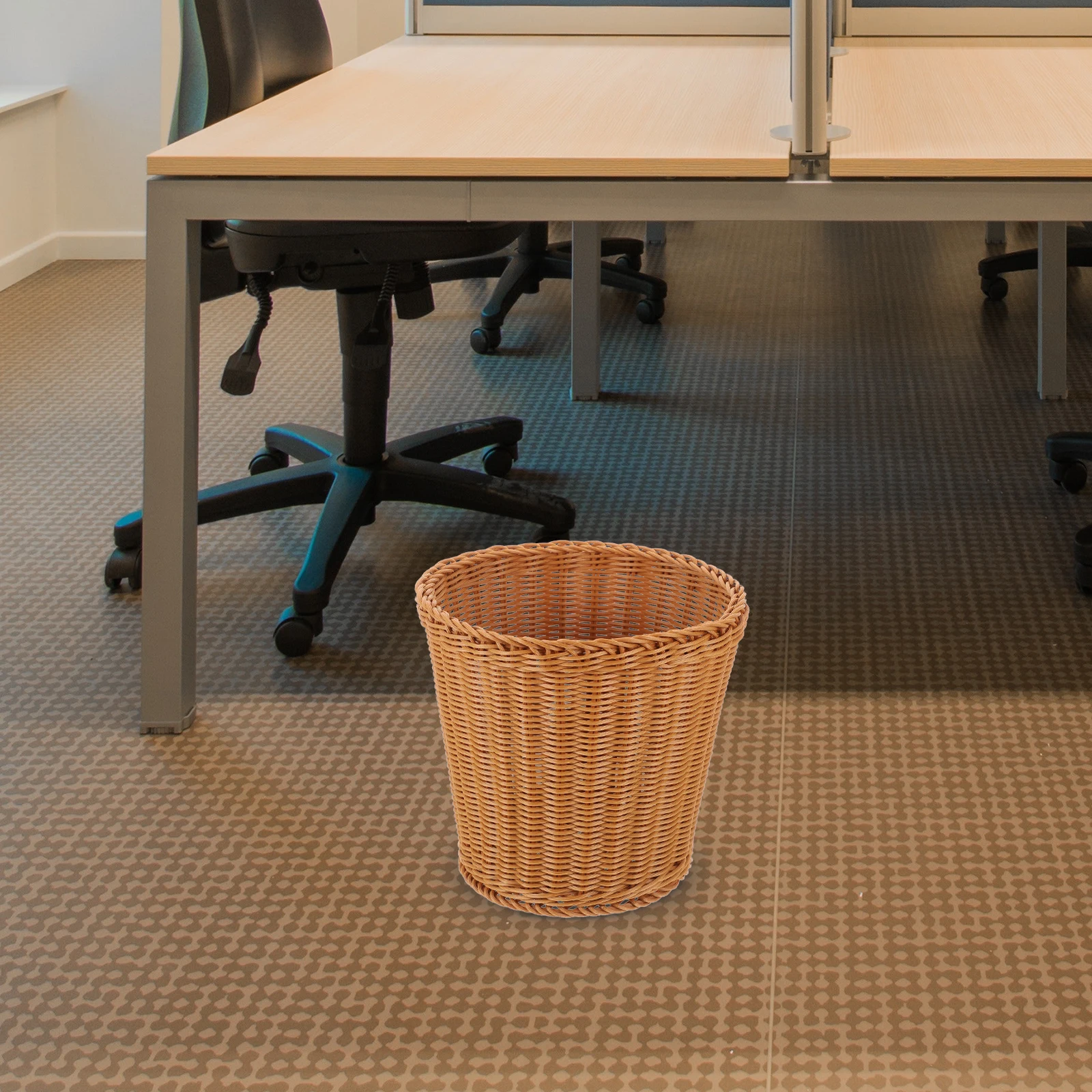 

Large Capacity Woven Trash Can Basket Garbage Storage Bin Boho Vintage Plastic Waste Basket for Bathroom Bedroom Kitchen Office