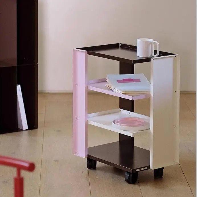 

Light Luxury Living Room Movable Trolley Sofa with Wheel Multi-layer Edge Several Modern Ins Balcony Shelf Bedside Table