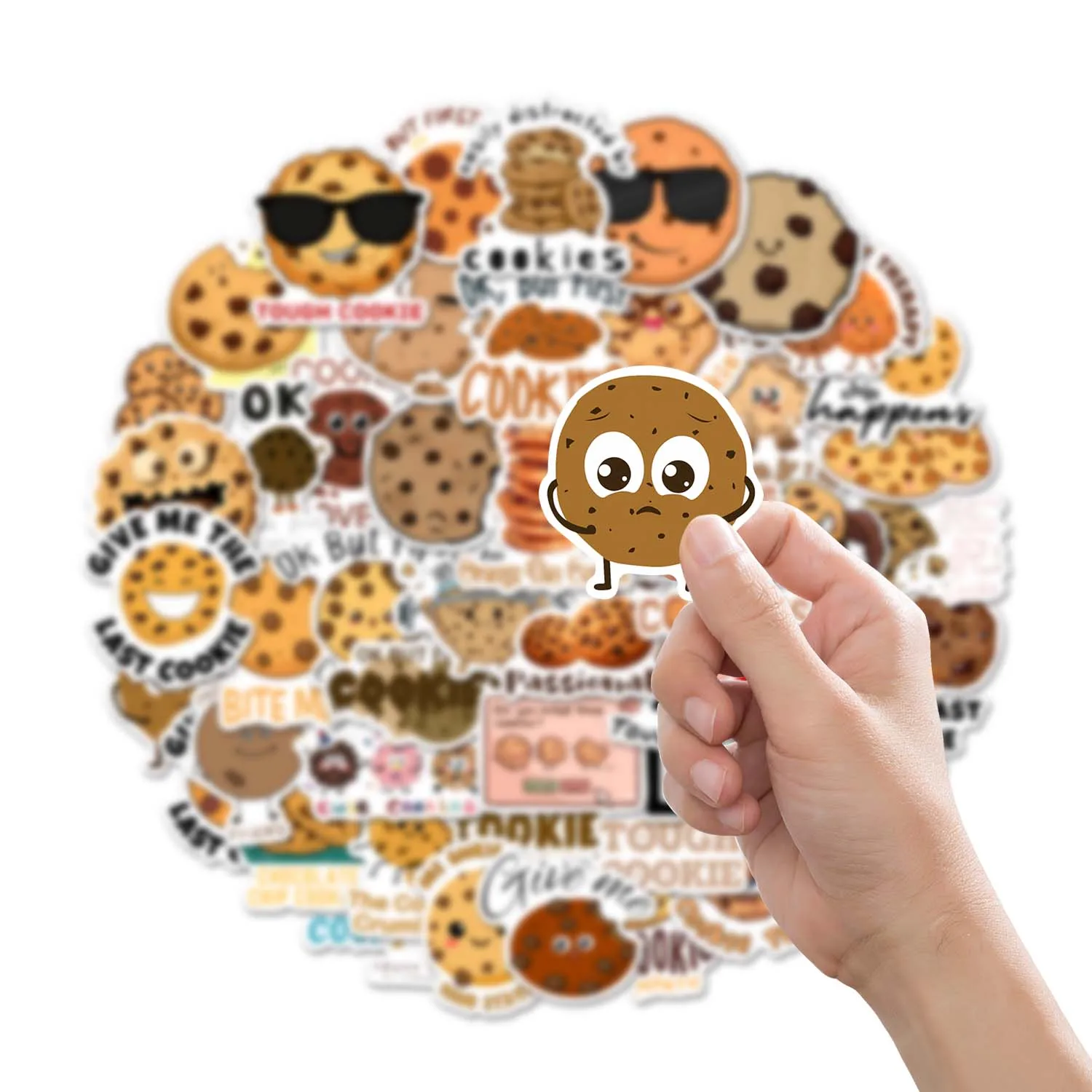 50pcs Funny Cookie Meme Stickers Pack Playful Wacky Vinyl Decals for Laptop Water Bottle Gifts Ideal for Cookie Fans & Humorous