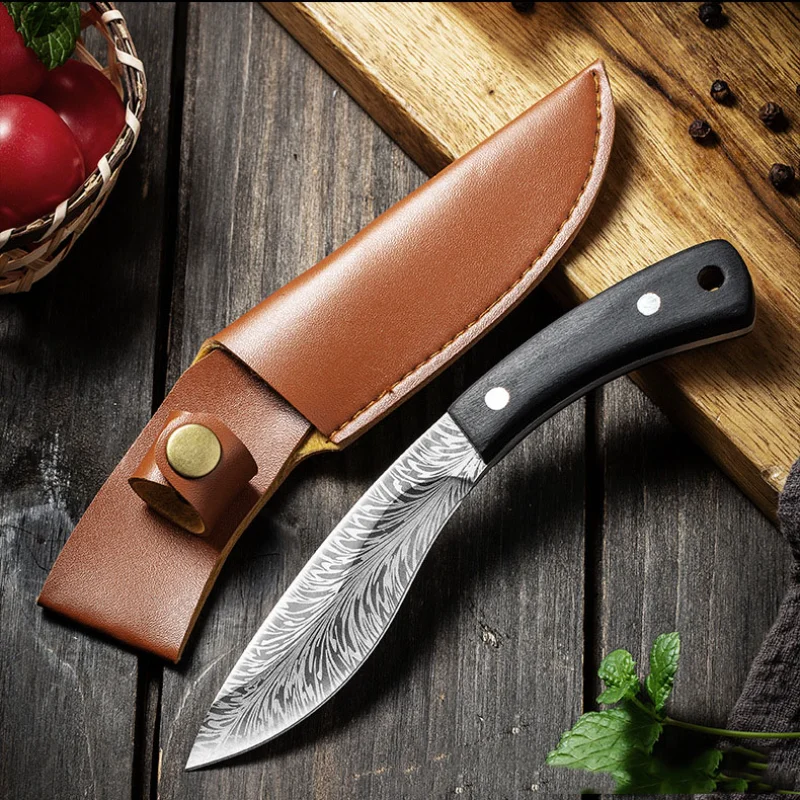 Mongolian Meat Eating Knife Handmade Forged Knife Sheep Knife Stainless Steel Fruit Boning Knife Cleaver Kitchen Butcher Knife