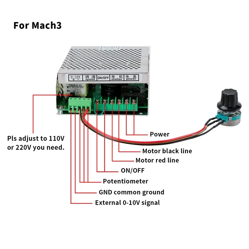 500W 220V 110V DC Spindle Power Supply with Speed Control Mach3 CNC Adjustable Switching Power Supply for DC Spindle Motor.