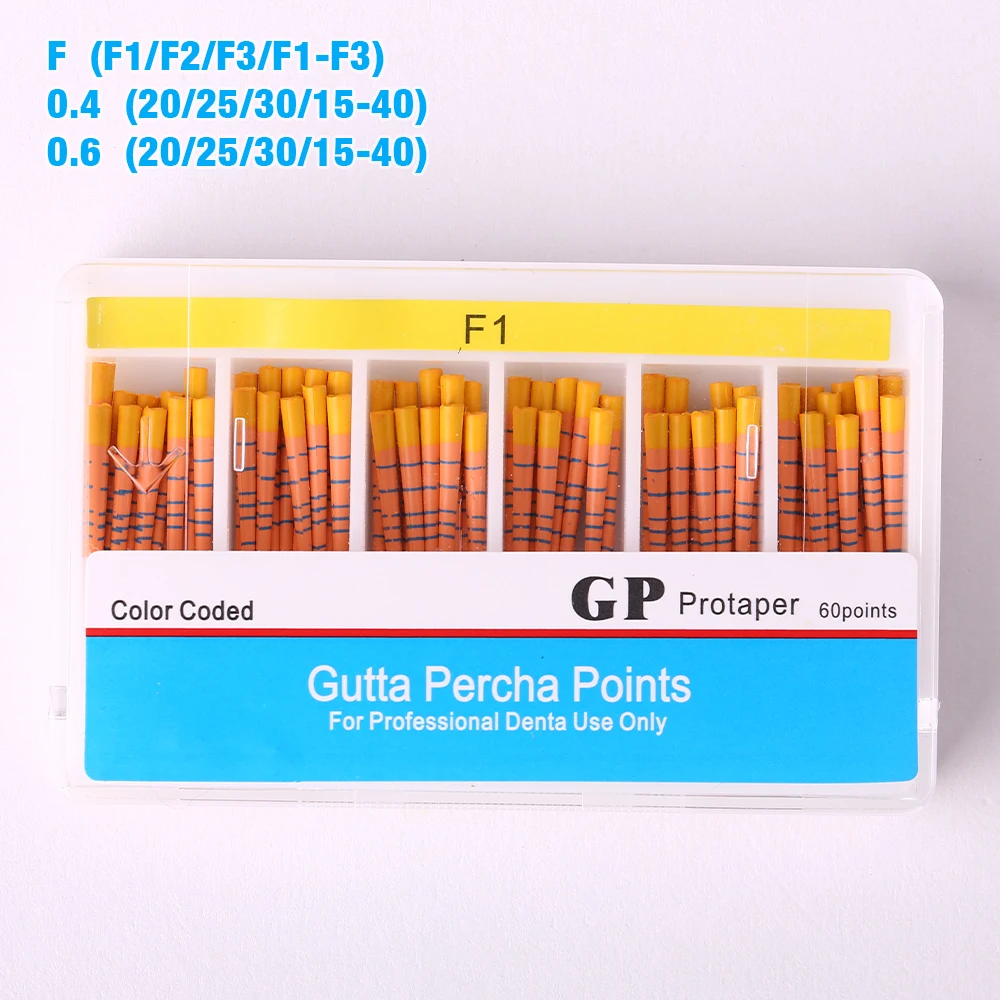 10×60PCS/BoxDental Endodontics Paper Tips Cone Disposable Guttahanger Taper F1 F2 F3 Absorbent Fiber Poles Points Mark Dental Ma