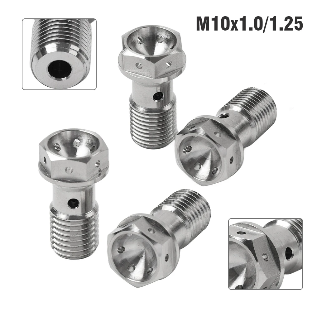 2pcs Motorcycle Banjo Bolt M10x1.0mm/M10x1.25mm Titanium Screws Motorcycle Brembo Brake Dual Line