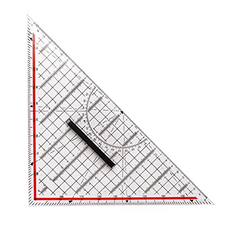 ABEO-30CM Drawing Triangle Ruler Plastic Drawing Design Ruler With Handle Protractor Measurement Ruler
