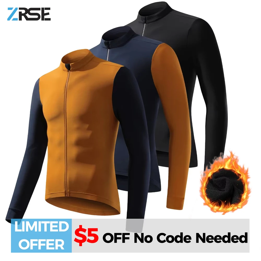 

ZRSE Cycling Jersey Maillot Winter Windproof Bike Clothing Cycling Long Sleeve Windbreaker Waterproof MTB Bicycle Fleece Warm