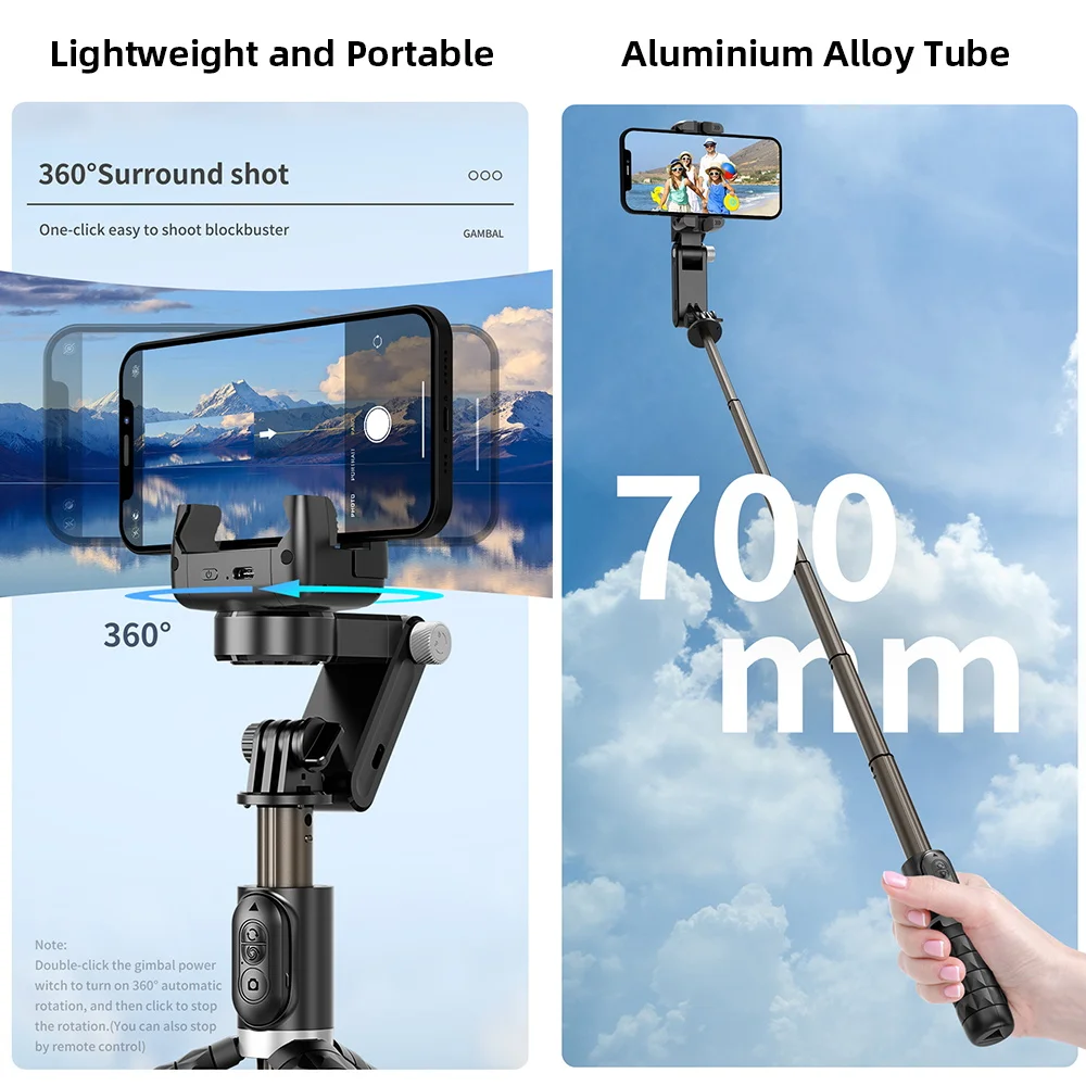 Phone Stabilizer Desktop Handheld Gimbal Stabilizer Selfie Stick Tripod Fill Light Wireless Remote Following the Shooting Mode