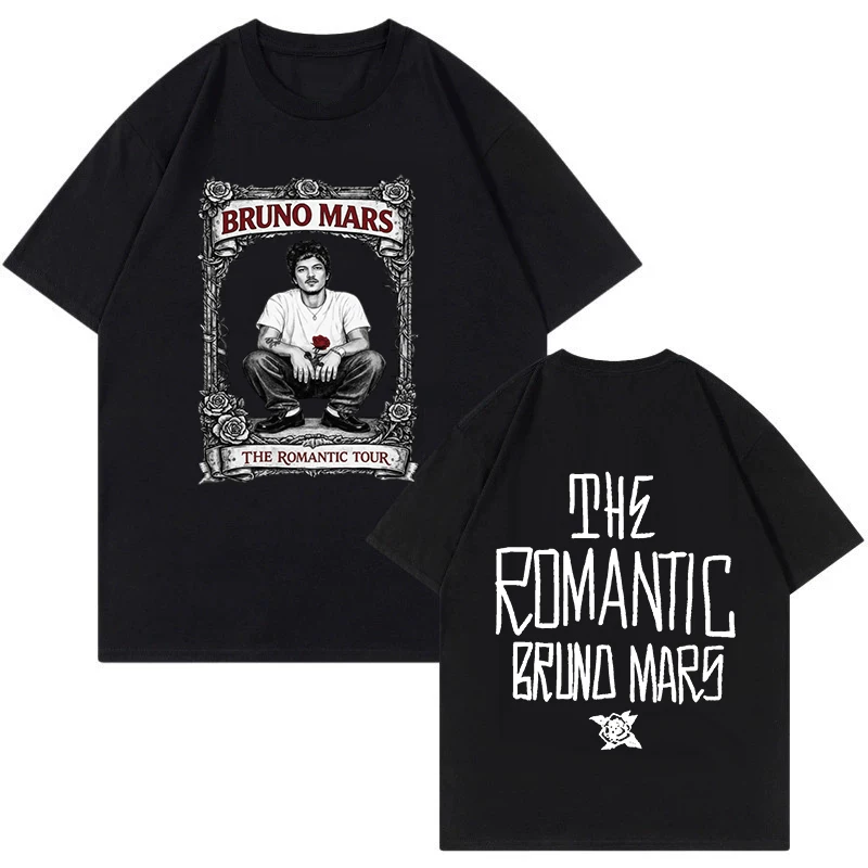 Bruno Mars Print Vintage T-shirt The Romantic Tour 2026 Graphic T