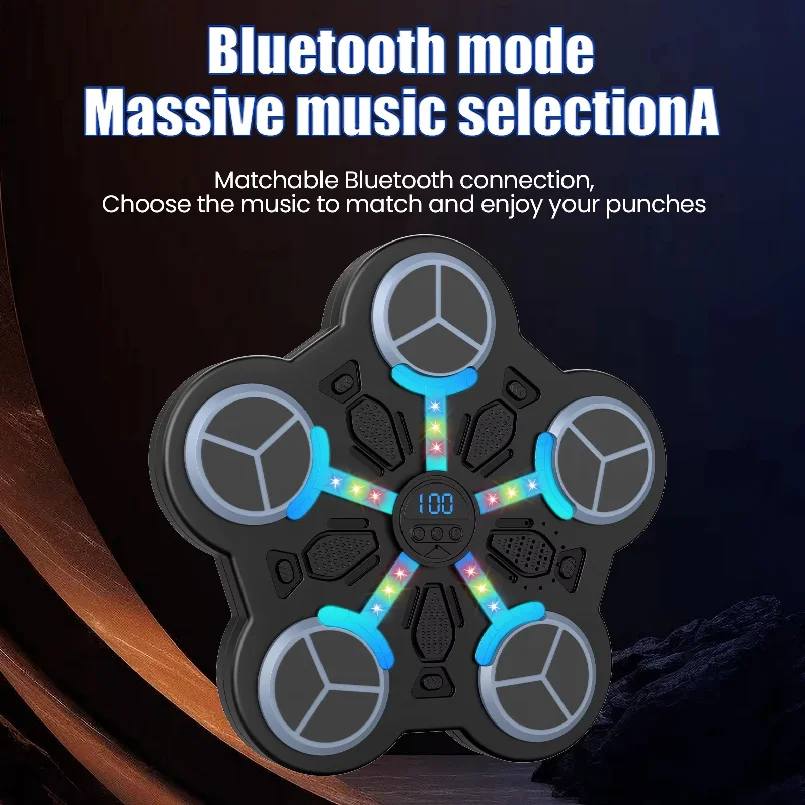 Kids Stress Relief Boxing Target Smart Music Machine Wall Mounted Bluetooth Punch Trainer 3 Speed Volume LED Rhythm Light Score